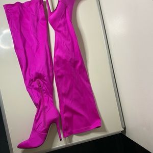 Over the knee pink boots